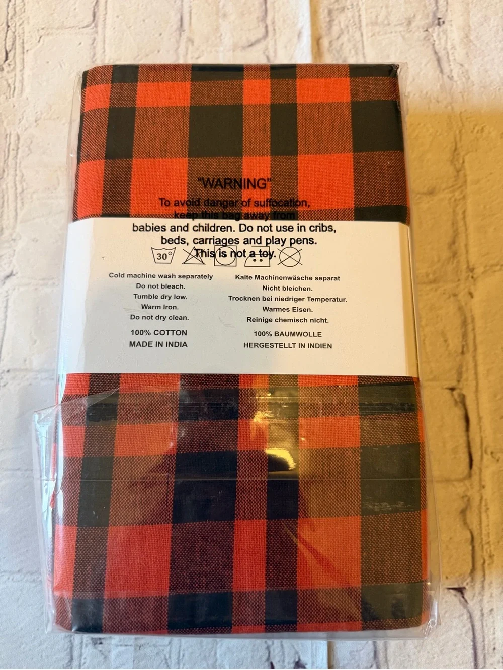 Gratico Buffalo Check Kitchen Towel Set - Orange & Black